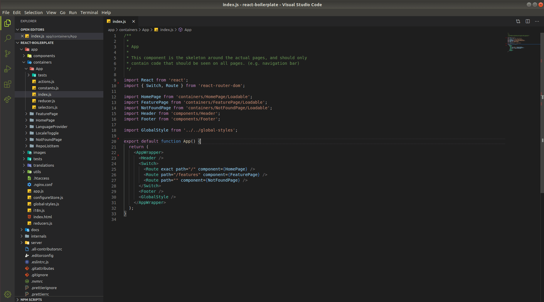 folder structure and open index.js file